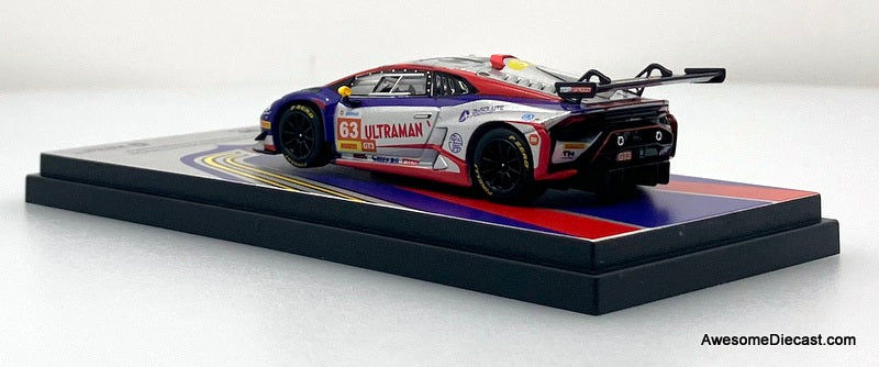 Lamborghini Huracan GT3 EV02 #63 Ultraman Tiga Livery 2026 China GT 1:64 Diecast Model Car by Trends Hobby