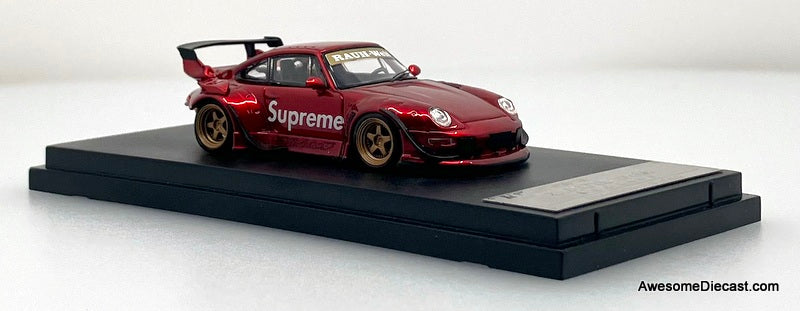 Porsche 993 RWB, Metallic Red "Supreme" 1:64 Diecast Model Car by Street Weapon