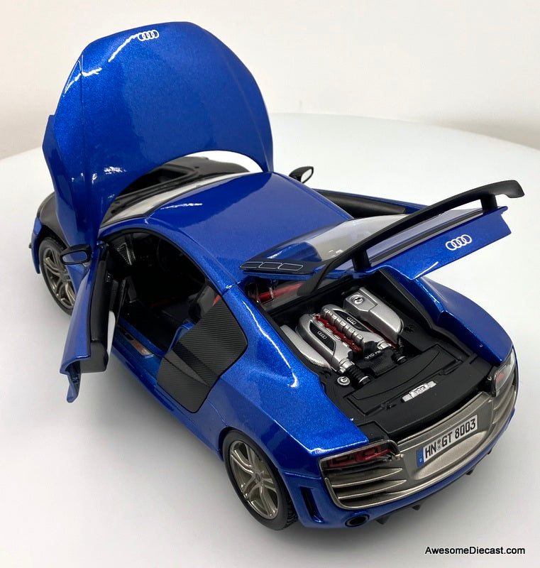 Audi R8 GT, Metallic Blue 1:18 Diecast Model Car by Maisto