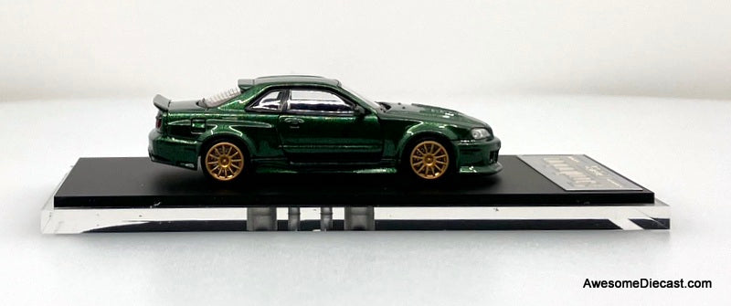 Nissan Skyline GT-R R34 PSC Design "Smilodon" Dark Metallic 1:64 Diecast Model Car by Time Micro