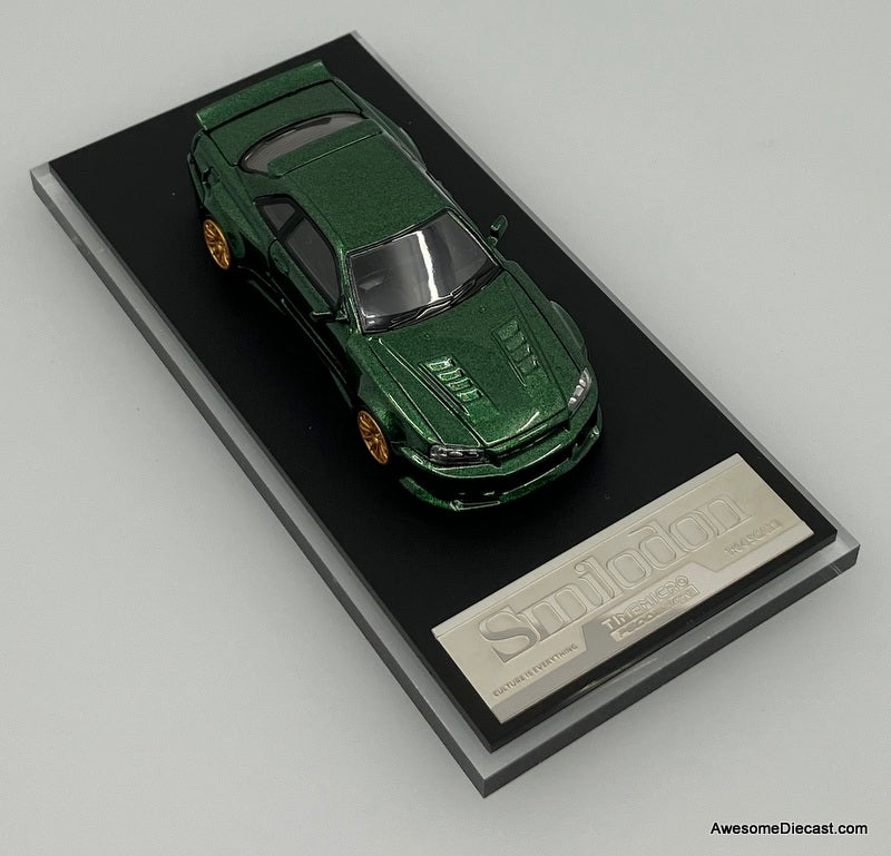 Nissan Skyline GT-R R34 PSC Design "Smilodon" Dark Metallic 1:64 Diecast Model Car by Time Micro