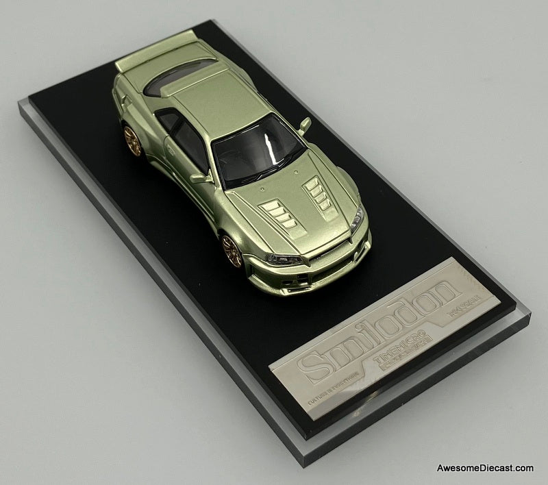Nissan Skyline GT-R R34 PSC Design "Smilodon" Millennium Jade 1:64 Diecast Model Car by Time Micro