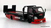 Hino H300 Flatbed Car Transporter: Advan Livery 1:64 Diecast Model Truck by Supcar