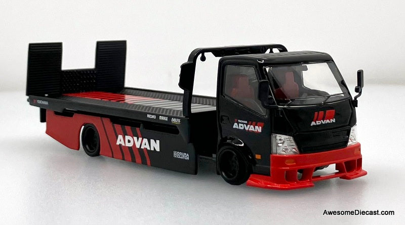 Hino H300 Flatbed Car Transporter: Advan Livery 1:64 Diecast Model Truck by Supcar