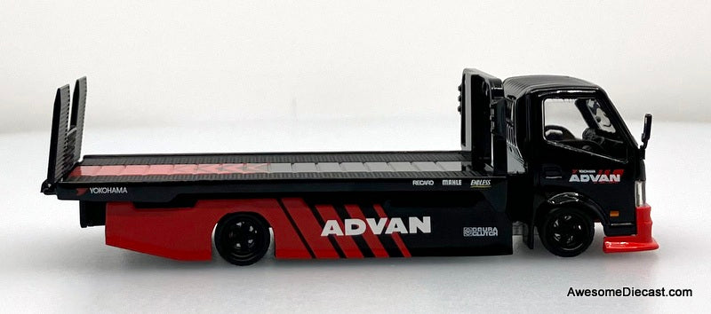 Hino H300 Flatbed Car Transporter: Advan Livery 1:64 Diecast Model Truck by Supcar