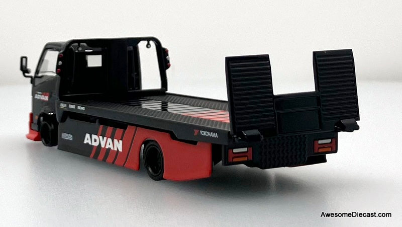 Hino H300 Flatbed Car Transporter: Advan Livery 1:64 Diecast Model Truck by Supcar