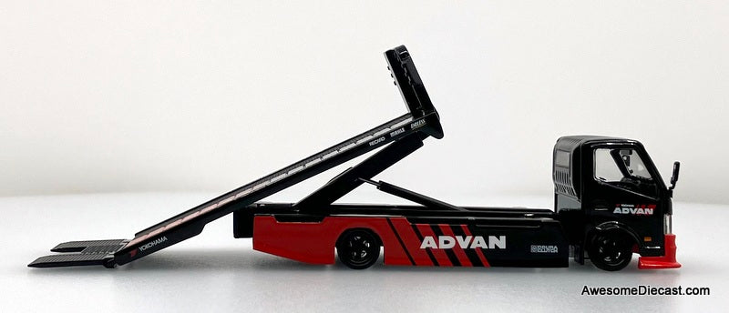 Hino H300 Flatbed Car Transporter: Advan Livery 1:64 Diecast Model Truck by Supcar