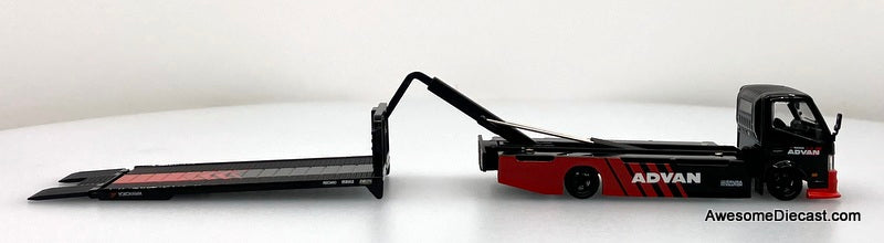 Hino H300 Flatbed Car Transporter: Advan Livery 1:64 Diecast Model Truck by Supcar