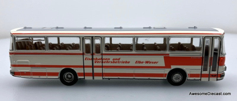 Setra S 140 ES Motor Coach: Eisenbahmen & V 1:87 ABS Plastic Model Bus by Brekina