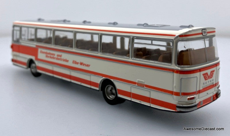 Setra S 140 ES Motor Coach: Eisenbahmen & V 1:87 ABS Plastic Model Bus by Brekina