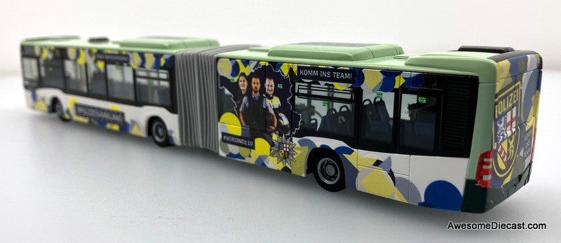 Mercedes Benz Citaro G Articulated Bus: Saarland Police (Germany) 1:87 ABS Plastic Model Bus by Rietze
