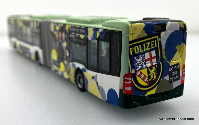 Mercedes Benz Citaro G Articulated Bus: Saarland Police (Germany) 1:87 ABS Plastic Model Bus by Rietze
