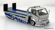 Hino H300 Flatbed Car Transporter: Silver/Blue 1:64 Diecast Model Truck by Supcar