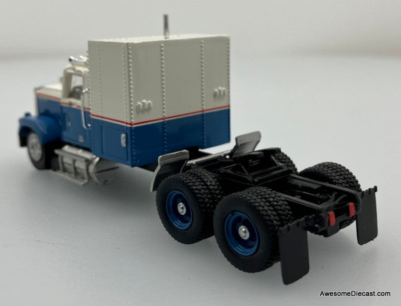 Chevrolet Bison Sleeper Tractor, Blue/White 1:87 ABS Plastic Model Truck by Brekina