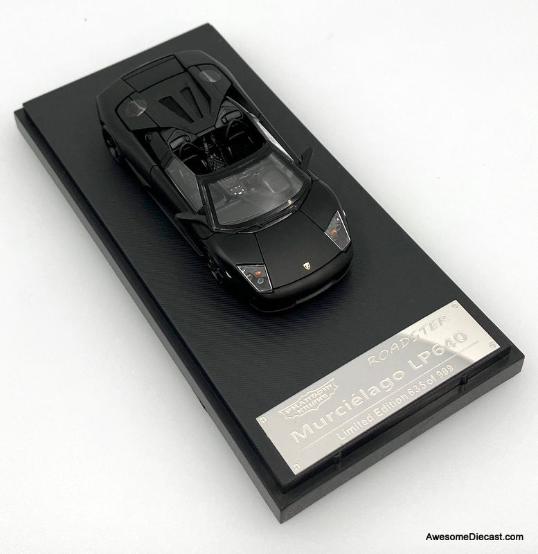 Lamborghini Murcielago LP640 Roadster, Matte Black 1:64 Diecast Model Car by Phantom Knight