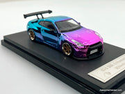 Nissan GT-R R35 Pandem Rocket Bunny, Pink/Blue Chrome 1:64 Diecast Model Car by Fuji