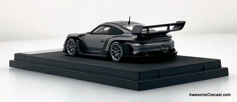 Porsche 911 (992) GT3 R Rennsport Single Seat Track Day Supercar, Metallic Gray 1:64 Diecast Model Car by HKM