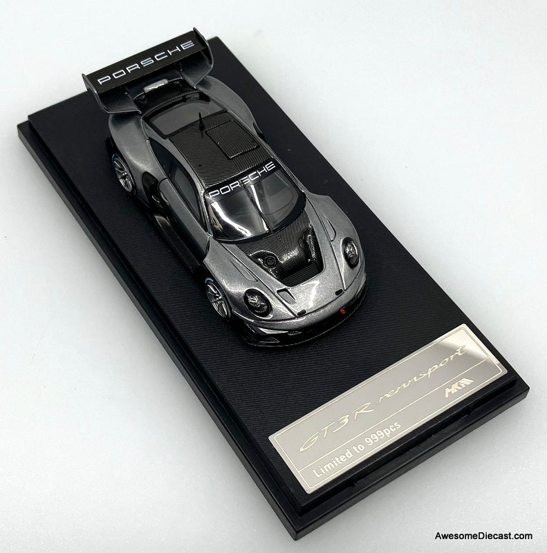 Porsche 911 (992) GT3 R Rennsport Single Seat Track Day Supercar, Metallic Gray 1:64 Diecast Model Car by HKM