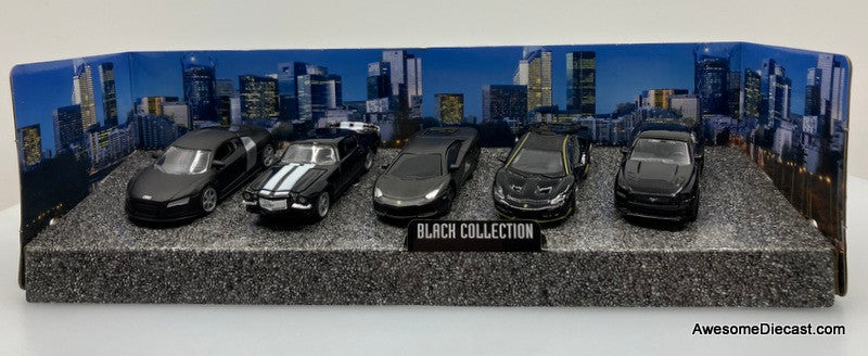 Exotic 5 Car Set, Black Collection 1:64 Diecast Model Cars by Burago