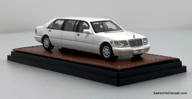 Mercedes Benz S600 (W140) Pullman Limousine, White 1:64 Diecast Model Car by WTX