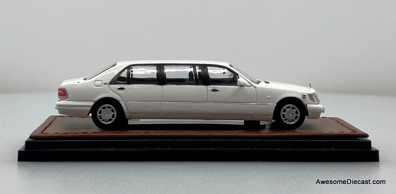 Mercedes Benz S600 (W140) Pullman Limousine, White 1:64 Diecast Model Car by WTX