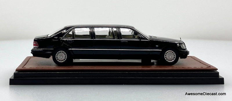 Mercedes Benz S600 (W140) Pullman Limousine, Black 1:64 Diecast Model Car by WTX
