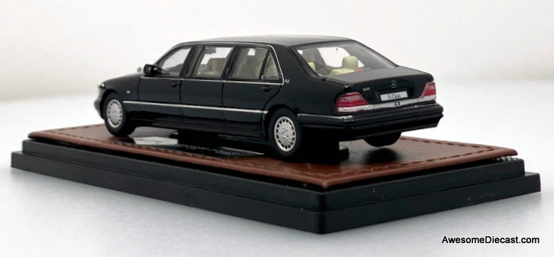 Mercedes Benz S600 (W140) Pullman Limousine, Black 1:64 Diecast Model Car by WTX