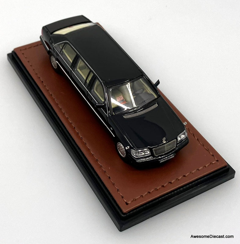 Mercedes Benz S600 (W140) Pullman Limousine, Black 1:64 Diecast Model Car by WTX