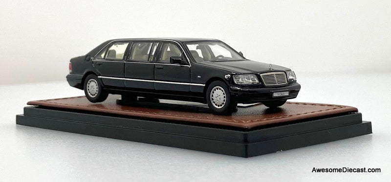 Mercedes Benz S600 (W140) Pullman Limousine, Black 1:64 Diecast Model Car by WTX