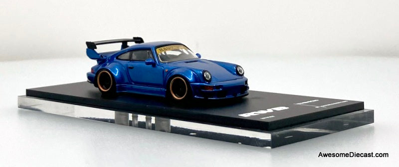 Porsche 964 RWB PSC Design, Metallic Blue 1:64 Diecast Model Car by Time Micro