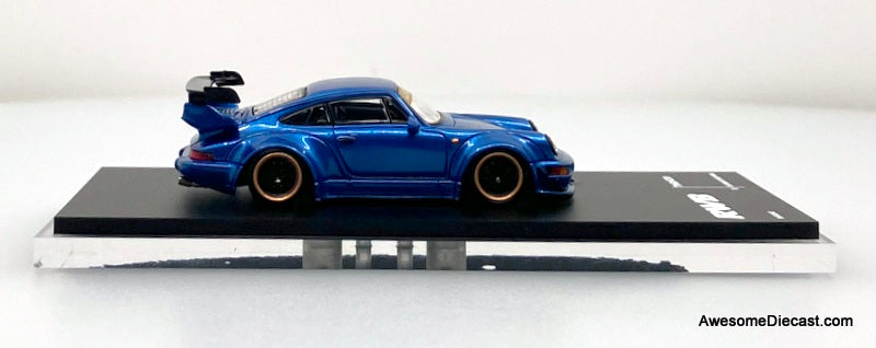 Porsche 964 RWB PSC Design, Metallic Blue 1:64 Diecast Model Car by Time Micro