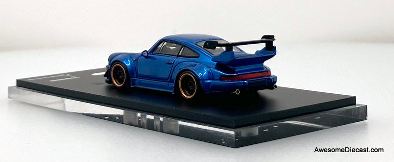 Porsche 964 RWB PSC Design, Metallic Blue 1:64 Diecast Model Car by Time Micro