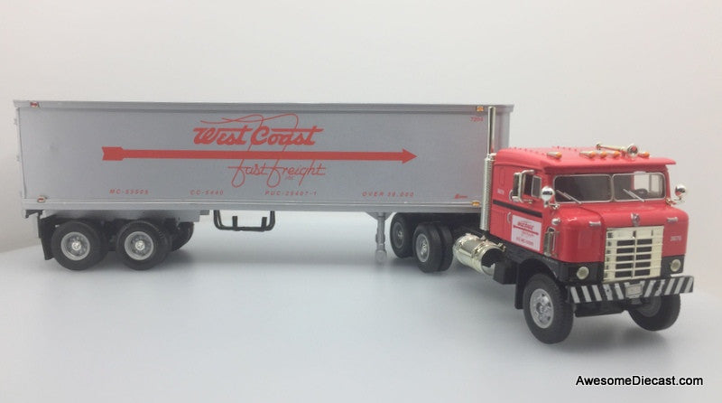 First Gear 1:34 1953 Kenworth Bull Nose Day Cab w/35' Dry Goods Trailer: West Coast Fast Freight