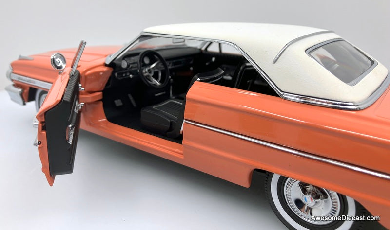 1964 Ford Galaxie 500 Hard Top, Samoan Coral/White 1:18 Diecast Model Car by Sun Star