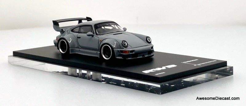 Porsche 964 RWB, Gray 1:64 Diecast Model Car by Time Micro