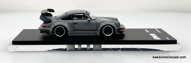 Porsche 964 RWB, Gray 1:64 Diecast Model Car by Time Micro