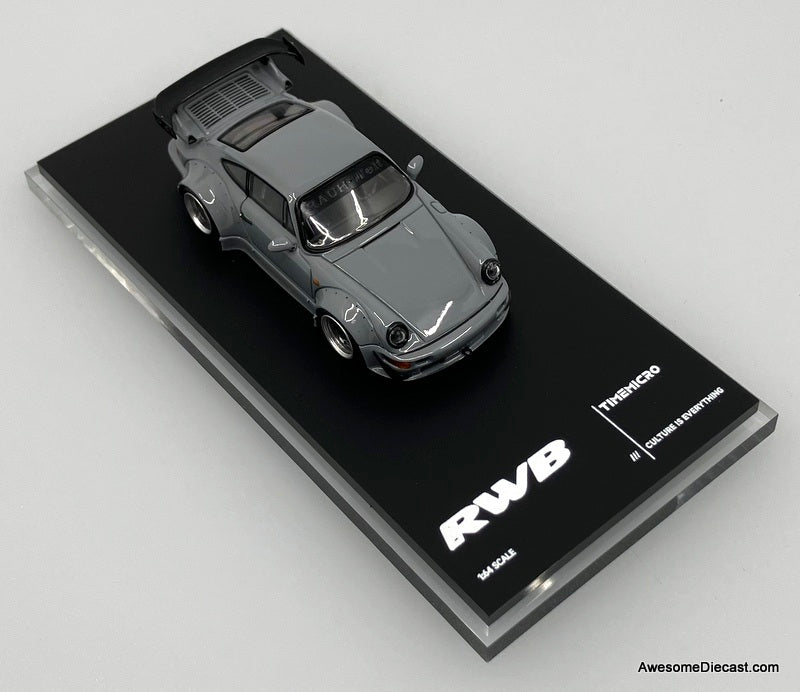 Porsche 964 RWB, Gray 1:64 Diecast Model Car by Time Micro
