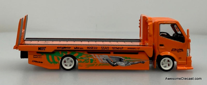 Hino H300 Flatbed Car Transporter: Fast & Furious Livery 1:64 Diecast Model Truck by Supcar