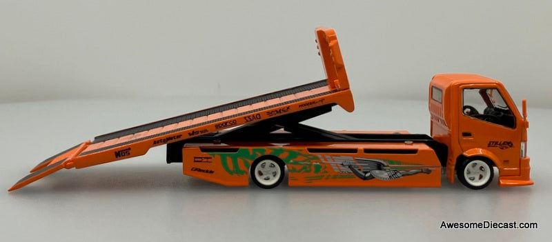 Hino H300 Flatbed Car Transporter: Fast & Furious Livery 1:64 Diecast Model Truck by Supcar