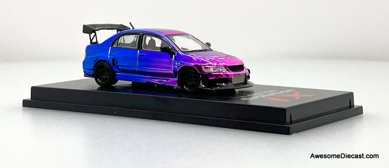 Mitsubishi Lancer Evolution IX Voltex, Chrome Pink/Blue 1:64 Diecast Model Car by CM Model