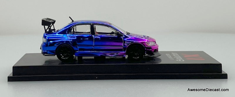 Mitsubishi Lancer Evolution IX Voltex, Chrome Pink/Blue 1:64 Diecast Model Car by CM Model