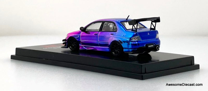 Mitsubishi Lancer Evolution IX Voltex, Chrome Pink/Blue 1:64 Diecast Model Car by CM Model