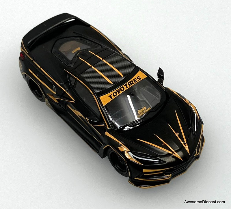Chevrolet Corvette Pandem C8, BlackGold 1:64 Diecast Model Car by Model M