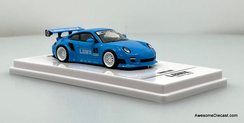Porsche 997 LBWK, Light Blue 1:64 Diecast Model Car by Inno64