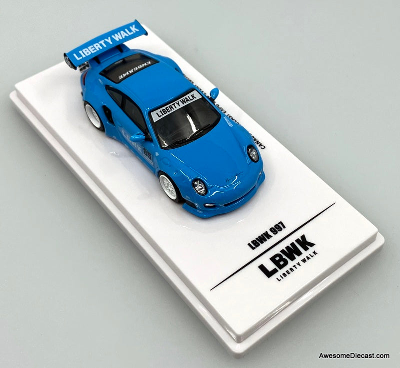Porsche 997 LBWK, Light Blue 1:64 Diecast Model Car by Inno64