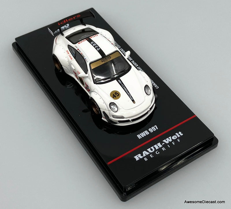 Porsche 997 RWB, White "Musashi Yamato" 1:64 Diecast Model Car by Inno64