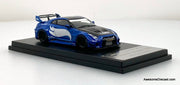 Nissan GT-R R35 Liberty Walk, Blue/White Flash w/Figure 1:64 Diecast Model Car by My Model Collect
