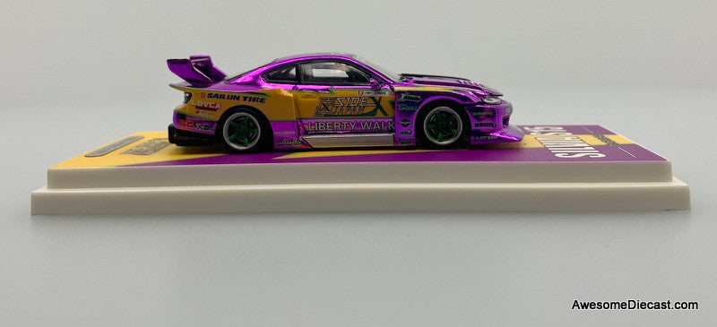 Nissan Silvia S15 Liberty Walk LBWK, Purple Lightning 1:64 Diecast Model Car by Time Micro