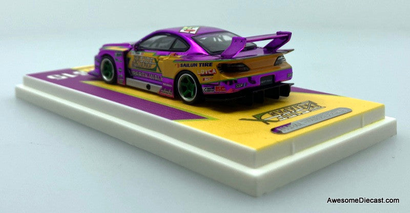 Nissan Silvia S15 Liberty Walk LBWK, Purple Lightning 1:64 Diecast Model Car by Time Micro