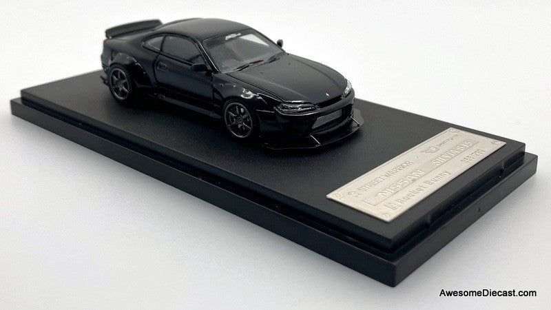 Nissan Silvia S15 Rocket Bunny, Matte Black 1:64 Diecast Model Car by Street Warrior